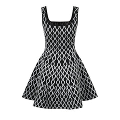 Short Patterned A-Line Dress