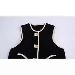 Loose Fit Sleeveless Trimmed Pocket Pearl Fleece Vest