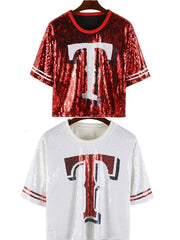 Pre Order: Baseball Football Sequin Jersey T-Shirt