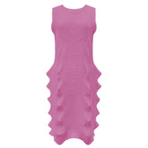 Solid Pleated Knitted Dress