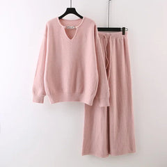 V-Neck Chain Loose Top + Drawstring Pants Set