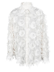 White Tassels Long Sleeve Round-Neck Top