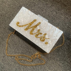 Mrs Letter Bridal Marble Shoulder Chain Handbag