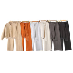 Solid Zip Up Bomber Jacket + Pants Set