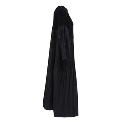 Solid Pleated Diamond Plaid Patchwork Sweater Dress