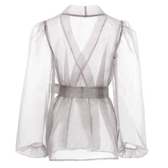 Mesh Lace Up Waist Bow Top