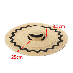 Patch Flat Top Large Brim Straw Hat