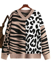 Casual Animal Print Loose Knitted Sweater