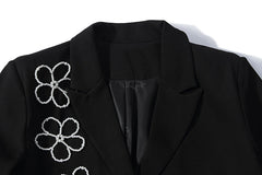 Retro Pearl Flower Embellished Blazer