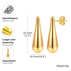 Waterdrop Minimalist Gold Plated Stud Earrings