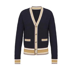 Striped Long Sleeve V-Neck Knit Cardigan