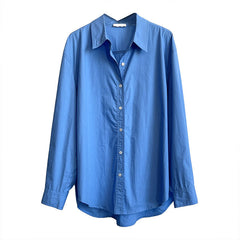 Pre Order: Blue Casual Loose Long Sleeved Shirt