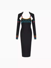 Rhinestones Sling Bandage Dress + Shawl Set