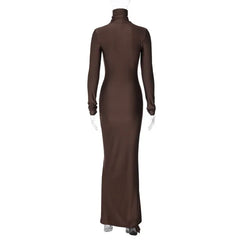 Turtleneck Low Waist Bandage Maxi Dress