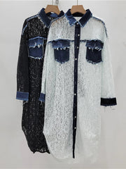 Denim Patchwork Lace Shirt