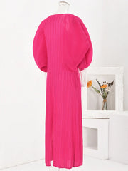 Dress Bat Sleeves V-Neck Long Dress