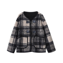 Plaid Wool Loose Coat