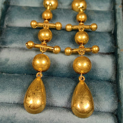 Retro Beads Silver Needle Earrings