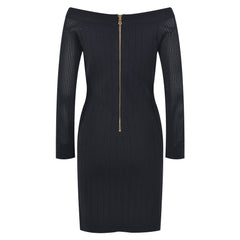 Off Shoulder Knitted Mini Hip Hugging Dress