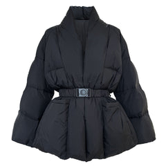 V-Neck Waistband Down Coat