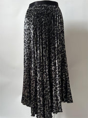 Metallic Light Leopard Print High Waisted Skirt