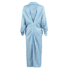 Pre Order: Blue Striped Long Sleeves Loose Dress