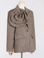 Retro 3D Flower Loose One-Button Suit Jacket