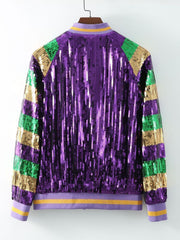 Purple Sequin Baseball Jacket