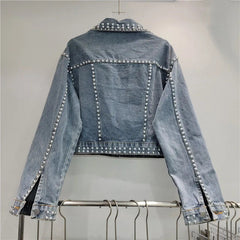 Rivet Diamond Tassel Denim Jacket
