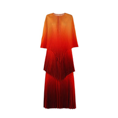 Gradient Color Shawl Top Pleated Loose Dress