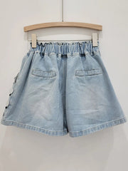 Elastic High Waist Wide Leg Big Sequins Shorts