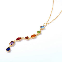 Rainbow Zircon Geometric Pendant