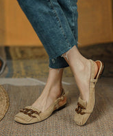 Apricot Suede Tassel Sequined Splicing Water Sandals