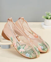 Comfy Green Breathable Mesh Flat Shoes Embroidered