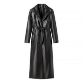 Pre Order: Black PU Leather Coat