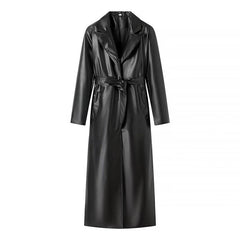 Pre Order: Black PU Leather Coat