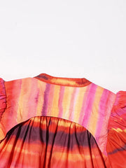 Watercolor Orange Puff Mini Dress