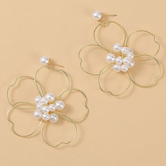 Pearl Woven Large Flower Earrings