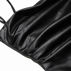 PU Backless Lace Up Midi Bodycon Dress