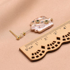 Pre Order: Baroque Purple Pearl Geometric Stud Earrings