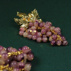 Medieval Long Tassel Purple Resin Grapes Earrings