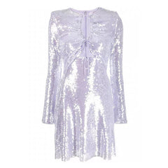 Sparkling Hollow Chest Long Sleeved Dress