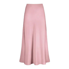 Solid Satin A-Line Skirt