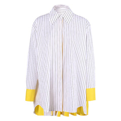 High-End Stripe Patchwork Casual Shirt