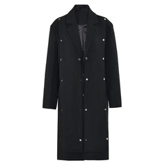 Elegant Solid Button Detachable Trench Coat