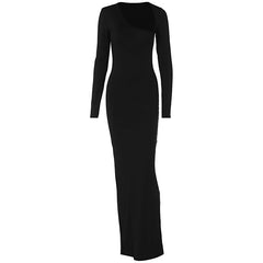 Pre Order: Bodycon Slant Neck Split Back Dress