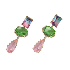 Retro Palace Water Drop Crystal Tassel Earrings