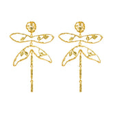 Rhinestone Dragonfly Drop Earrings