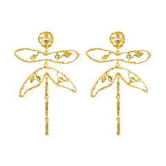 Rhinestone Dragonfly Drop Earrings