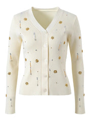 Pre Order: Beaded Floral Knitted Cardigan + Cami Set